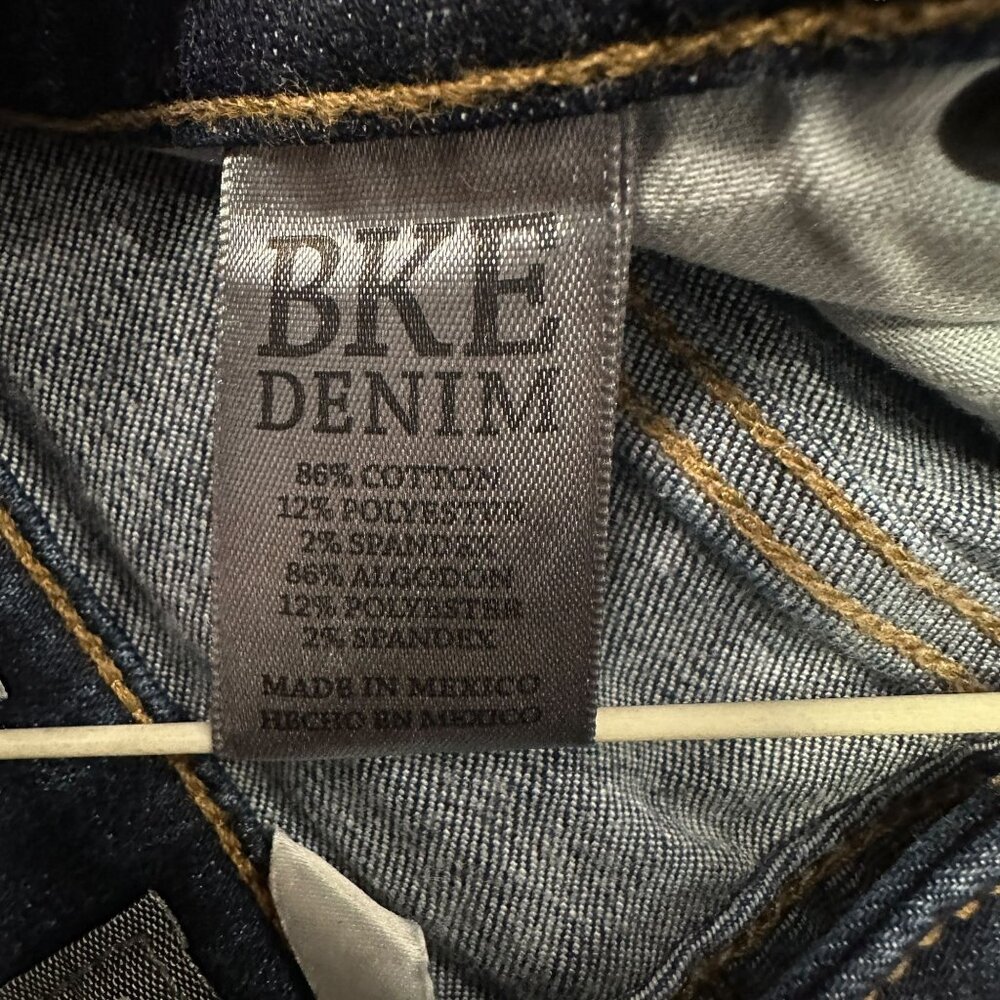 BKE Aiden Mens 27S Bootleg Jeans Dark Wash Denim Whiskered 30" Inseam Mid Rise - Picture 4 of 16